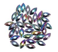 Generic 500 Piezas de Diamantes de Imitación de Resina con Parte Posterior Plana, Forma de Ojo de Caballo, Decoración Artesanal de Diamantes de Imitación, 7x15 Mm, Negro Claro AB para Collares,