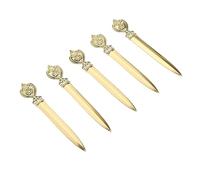 Generic Abridor de Sobres de Metal Retro, Herramienta Práctica con Patrón de Hoja Elegante para Oficina y Escuela, Herramienta de Apertura de Letras Vintage, 5 uds.