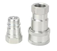 Generic Acopladores Hidráulicos de Cara Plana NPT de 1/2", Accesorios de Conexión Rápida para Minicargador con Cubiertas Antipolvo, Cuerpo de 1/2" y Rosca NPT de /"