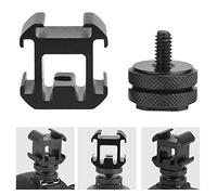 Generic Adaptador de Montaje de Base de Zapata Triple Profesional para Cámara, Micrófono, Luz LED, Compacto y Portátil, Metal, Negro