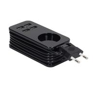 Generic Adaptador Ignífugo Power Strip 10A con 4 Puertos USB para Soluciones de Carga de Oficina en Casa (Black)