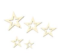 Generic Adornos de Estrellas de Madera de Varios Tamaños, Fáciles de Teñir y Pintar, 205 Piezas para Manualidades, Fiestas, Hechos de Madera de álamo
