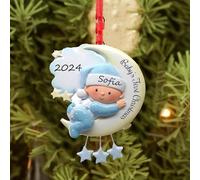 Generic Adornos Navideños Personalizados 2024 - Adornos de Navidad Personalizadas Colgante Navidad Decoraciones para Árboles de Navidad,Mi Primer Amuleto Navideño, Regalos Navidad Originales，Azul