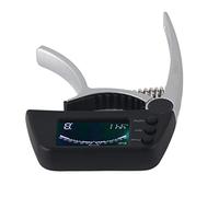 Generic Afinador de Capo para Guitarra Aleación de Zinc ABS 2 en 1 Clamp/Holder con LCD para Ukeleles Clásicos Eléctricos Acústicos, Afinador de Capo Antiinterferencias para Sesiones de (SILVER)