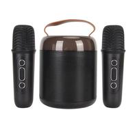 Generic Altavoces de Karaoke Inalámbricos Efecto de Sonido Premium Máquina de Karaoke Portátil para Fiesta Familiar, 2 Micrófonos, Juego de Altavoces, Mini Set (Black)