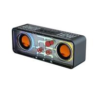Generic Altavoz Bluetooth inalámbrico con altavoces duales, transparente, luces de viento Cyberpunk, pistola de acero, película vibratoria, bajo, tarjeta TF, FM (negro)