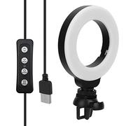 Generic Anillo de Luz LED Regulable de 4 Pulgadas, Brillo Ajustable para Vídeo en Vivo, Educación en Línea, Enseñanza, Plástico Negro