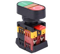 Generic APBB-22/25N Interruptor de Botón Doble con Luz LED para Dos Circuitos, Botones Rojos o Verdes, Tamaño Compacto, Materiales Seguros para Automoción (24V)