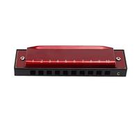 Generic Armónica C Key 10 Agujeros Escala Diatónica órgano Bucal Instrumento Musical para Principiantes, Blues Folk Jazz Country Rock Jugadores Metal (rojo)