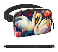 Generic Art Swan Flower-457 - Cangurera cruzada para hombres y mujeres, riñonera para viajes, casual, caminar, correr, senderismo, ciclismo, multicolor, 4 x 23 x 15 cm, multicolor,