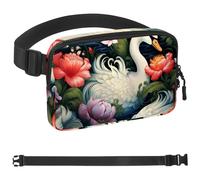 Generic Art Swan Flower-485 - Riñonera para hombres y mujeres, riñonera con correa ajustable, bolsa cruzada de moda para viajes, al aire libre, correr, senderismo, multicolor, multicolor,