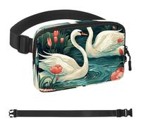 Generic Art Swan Flower-490 - Cangurera cruzada para hombres y mujeres, riñonera para viajes, casual, caminar, correr, senderismo, ciclismo, multicolor, 4 x 23 x 15 cm, multicolor,