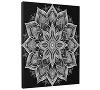 Generic Arte de pared de mandala, arte botánico blanco y negro, decoración del hogar con flores bohemias para sala de estar, dormitorio, baño, sin marco, 40,6 x 50,8 cm