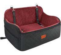 Generic Asiento de coche para perros de hasta 55 libras, 2 correas ajustables de seguridad con clip para 2 perros pequeños, totalmente desmontable y lavable, asiento para mascotas con 2 bolsillos de