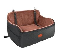 Generic Asiento para perros de tamaño grande, tela suave, relleno de espuma viscoelástica, con 2 correas para perros, extraíble y lavable, cómodo asiento de coche para mascotas (negro marrón, grande