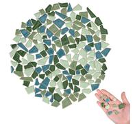 Generic Azulejos de Cerámica Irregulares para Manualidades, Fragmentos de Mosaicos Esmaltados Verdes Surtido 200 G, Piezas Pequeñas para Bricolaje, Decoración Artística y Proyectos