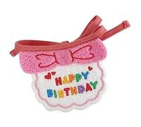 Generic Baberos y Sombreros para Perros, Bonitos Accesorios de Fotografía Ajustables con Estampado de Feliz Cumpleaños para Fiesta de Cumpleaños de Mascotas, Material de Lana (Babero y Gorro Rosa)
