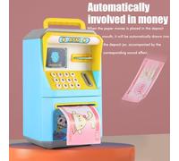 Generic Banco de Dinero Electrónico para Niños Moneda Multifunción Ahorro de Dinero Cajero Automático Azul/Rosa Plástico ABS Se Requieren 3 Pilas AA Regalo Ideal para Niños Mayores de 3 Años