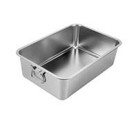 Generic Bandeja de Arena para Gatos con Protección contra Salpicaduras Caja Sanitaria de Acero Inoxidable Recipiente Metálico Abierto para Mascotas Higiénica, XXL