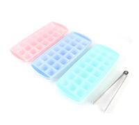 Generic Bandeja de Cubos de Hielo de Silicona, Bandejas de Hielo para el Congelador de Cubos de con Tapa con Cubierta Sellada y Clamp/Holder Set 3pcs 21 Accesorios de Cuadrícula para café de Cóctel