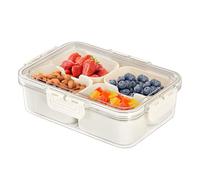 Generic Bandeja dividida para servir con tapa y asa, bandeja de aperitivos con contenedor de 8 compartimentos, tabla de charcutería de viaje para picnic, viaje por carretera (4 compartimentos),