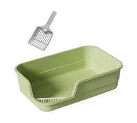 Generic Bandeja para Arena para Gatos Caja de Arena con Diseño de Borde Elevado Apertura Ventilación Recipiente Sanitario para Gatos Pequeños Base An, Verde