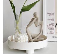 Generic Bandeja Redonda de Plástico, Elegante Bandeja Organizadora, de Aperitivos de Gran Capacidad para Comida y Tocador, Ideal para Sala de Estar y Dormitorio (WHITE)