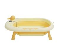 Generic Bañera de bebé, Pantalla Real de la Temperatura del Plegamiento de Tiempo Real, Registro de la Bañera del Drenaje Práctico para Uso Diario (YELLOW)