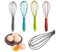 Generic Batidor de silicona para cocinar, hornear y mezclar, batidor de masa de acero inoxidable, compacto, 1 unidad, amarillo y verde