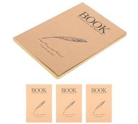 Generic Bloc de Bocetos Grueso Retro, Suministros de Arte de Papel Kraft, Cuaderno Pintado a Mano con Patrón de Plumas de 4 Piezas para Artistas Profesionales, 7,5 X 5,1 Pulgadas