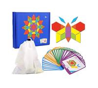 Generic Bloques de Patrón de Madera, Juego de Rompecabezas de Formas Geométricas Creativas para Diversión Educativa, 155 Uds. Bloques de Madera para Regalos de Niños