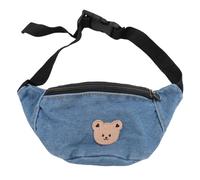 Generic Bolsa de Cintura para Niños, Forma de Albóndigas Bear Kids Chinist Bag Patrón de Oso Pequeño Patrón de Oso Pequeño y Encantador Lienzo de Botón Ajustable para Niños para Diariamente (Azul
