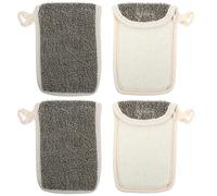 Generic Bolsa de Jabón Exfoliante Negra de Lino Pack 4 Unidades Bolsa para Barra de Jabón Ahorradora Textura Suave para Ducha y Cuidado Corporal Secado Rápido para Uso Doméstico y