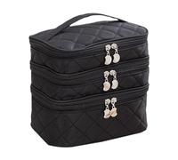 Generic Bolso Organizador de Cosméticos de Viaje Compartimentos Bolsa de Tocador para Mujer Neceser de Maquillaje con Asas Reforzadas Material Ligero Ade, Cremallera Negra
