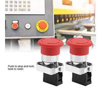 Generic Botón de Parada de Emergencia, Botón de Parada Inteligente Presador de 22 Mm XB5 2pcs Stop Booth Button Switch