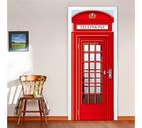 Generic Brands Tela Decorativa Pared,Londres Cabina Telefónica Roja Vinilo Pared Puerta Pegatinas Baño Baño Aseo Decoración Hogar Decoración Calcomanía Arte