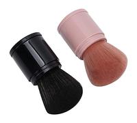 Generic Brocha Retráctil para Colorete, Capacidad de Captura de Súper Polvo para Cumplimiento, Brocha Facial Rosa y Negra para Todo Tipo de Piel, 2 uds.