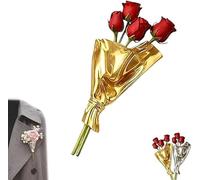 Generic Broche de ramo de flores, alfileres de metal para ramo de bricolaje, broche de flor en forma de jarrón para mujer, alfiler de flor, alfiler de solapa de ramo de boda para ropa (dorado)