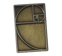 Generic Broche de Solapa Rectangular de Metal Dorado Diseño Espiral de Proporción Áurea, Pin Matemático Gráfico Digital para Profesores y Amantes Matemáticas, Accesorio Retro Vintage