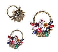 Generic Broche Vintage de Clip Forma de Cesta de Flores Broche para Mujer Gemas de Imitación Accesorio de Joyería Elegante para Eventos y Regalos Obsequios