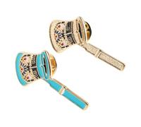 Generic Broches de Café Esmaltados 2 Piezas Azul y Dorado, Insignias de Solapa de Aleación para Ropa, Mochilas y Bolsos, Accesorios para Profesionales del Café y Amantes del, Pin