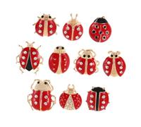 Generic Broches de Mariquita Creativos 10 Piezas, Pines de Dibujos Animados para Mujer, Metal Resistente Gemas de Imitación, Accesorios para Ropa, Bufandas y Chaquetas, Set de