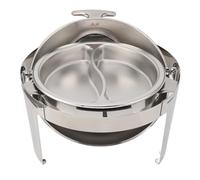 Generic Buffet Server Warmer -set, EU Enchufe de 220 a 240 V Redondeando la Temperatura Ajustable de la Temperatura Ajustable 6L para el Evento (2 sartén de compartimento)