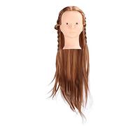Generic Cabeza de maniquí, Cabeza de Entrenamiento de Práctica de Cabello Largo Marrón Claro para Peinado de Peluquería y trenzado. Material de Fibra de y Alta temperatura. Exhibición de Joyería