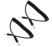 Generic Cable de Sincronización de Flash C1 de 3,5 Mm a Macho, Cable en Espiral con Disparador de Flash de Alto Rendimiento para Cámaras, 2 Piezas, Negro, 30-80 Cm