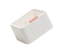 Generic Caja de Almacenamiento de Maquillaje, Organizador de Plástico de Primera Calidad a Prueba de Polvo para Maquillaje, Hisopo de Algodón, Hilo, Contenedor de Cosméticos Portátil de Doble (White)