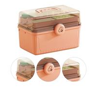 Generic Caja de Almacenamiento de Medicina Portátil a Prueba de Golpes de 3 Capas para el Hogar Al Aire Libre, Caja de Primeros Auxilios Liviana para Uso Familiar (PINK)