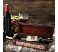 Generic Caja de Almacenamiento de Vino de Madera de Alta Gama con Asa de Cuerda, Perfecta para Bodas y Cumpleaños