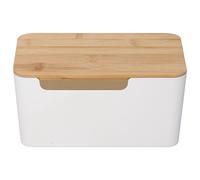 Generic Caja de Gestión de Cables Ordenada y a Prueba de Polvo con Tapa de Madera para Cables de TV y Enrutadores, para el Hogar la Oficina, Plástico Madera 9,3x4,8x4,6