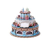 Generic - Caja de música de madera con forma de pastel, rompecabezas 3D, juguete de madera, coleccionable, bonito kit de montaje de madera para hacer yo mismo, ornamento, F, azul
